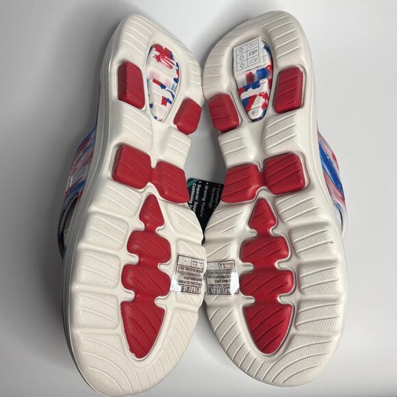 Skechers Go Walk 5 Foamies Merica Sweets Flip Flop Sandals in White/Blue/Red - Picture 10 of 11